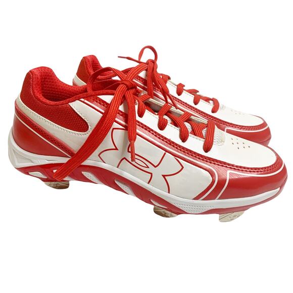 Under Armour Women's 6 Softball Cleats Spine Glyde ST CC Red White Fast Pitch - Picture 1 of 9
